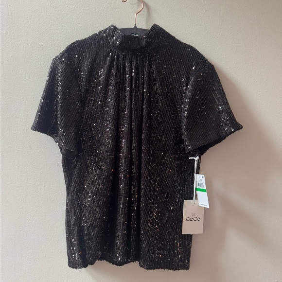 CeCe Black Sequin Blouse - Picture 5 of 10